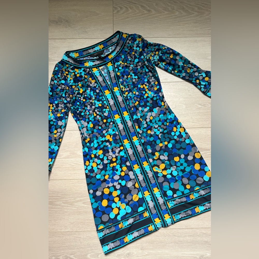 BCBG MAXAZRIA Blue Mosaic Cut-out Dress Size XXS PRELOVED EXCELLENT